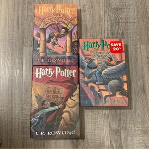 Three Hardcover Harry Potter Books 1-3 (Prisoner of Azkaban, Chamber of Secrets)